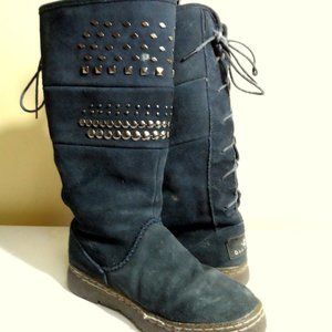 BEARPAW Winter Suede Snow Boots 7 Blue LaceUp back Insulated SILVERTHORNE